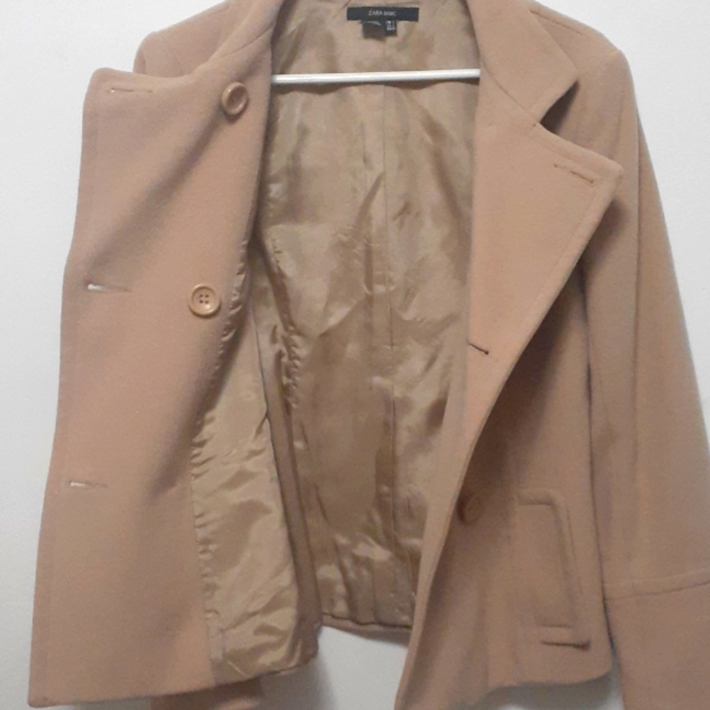 Zara Basic Wool Double Breasted Peacoat Size S - image 8